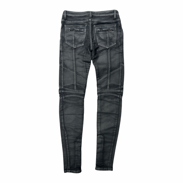 Balmain Woman’s Black Distressed Biker Jeans (French) Size 36