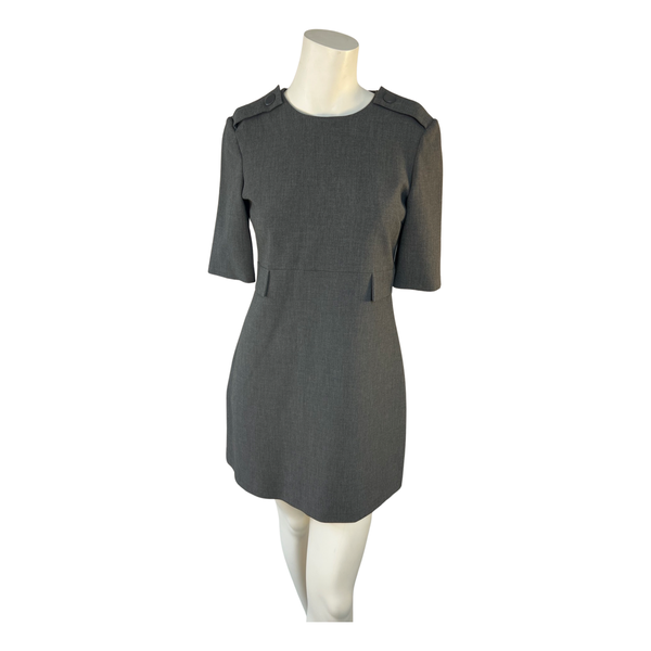 Zara Grey Dress Chic Lapel and Button Detail with False Pockets