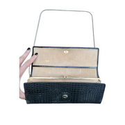 Vintage Alligator Clutch Bag with Snake Chain Strap