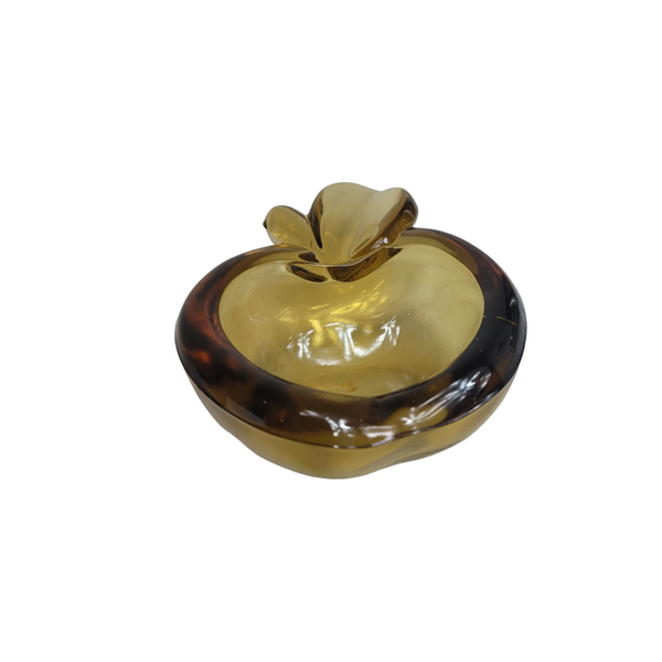 Vintage Small Brown Apple Crystal Ashtray