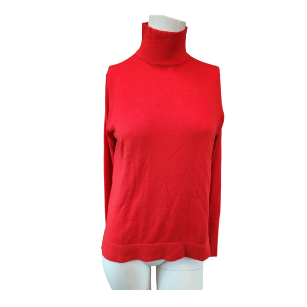 Zara Soft and Silky Knitted Turtle Neck Jumper in Red, Size Small