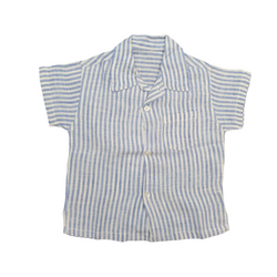 Good Bear Pure Boys (1 Year) Blue Stripe Luxury Cotton Linen Baby Shirt