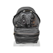 YSL Medium Black Leather Love Patch Backpack