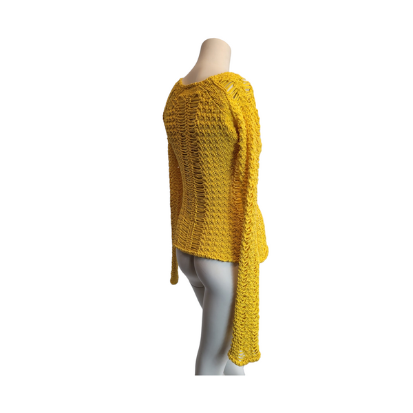 Balmain Woman's Stunning Fitted Knitted Jumper in Canary Yellow, Size 38