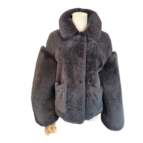 Burberry Prorsum Dark Grey Shearling Jacket - Size 40