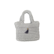 Handmade Small & Medium Mother Daughter Matching Silver Knitted Handbag Set Gift