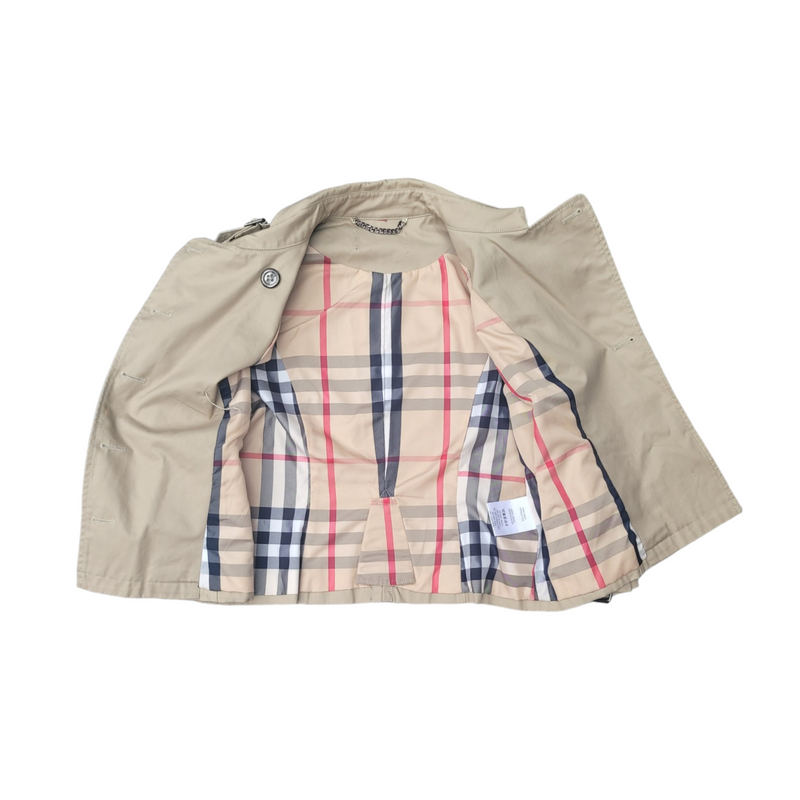 Vintage Burberry UK10 Beige Cotton Short Mac Style Jacket Summer