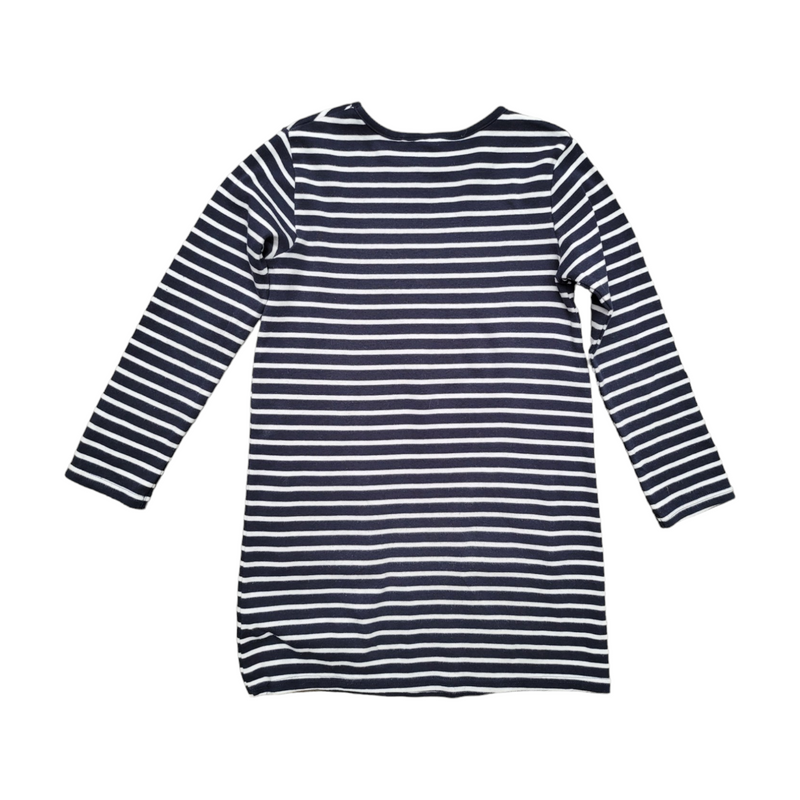 Next (10 Years) Navy White Stripe Long Sleeve Jersey Dress for Girls