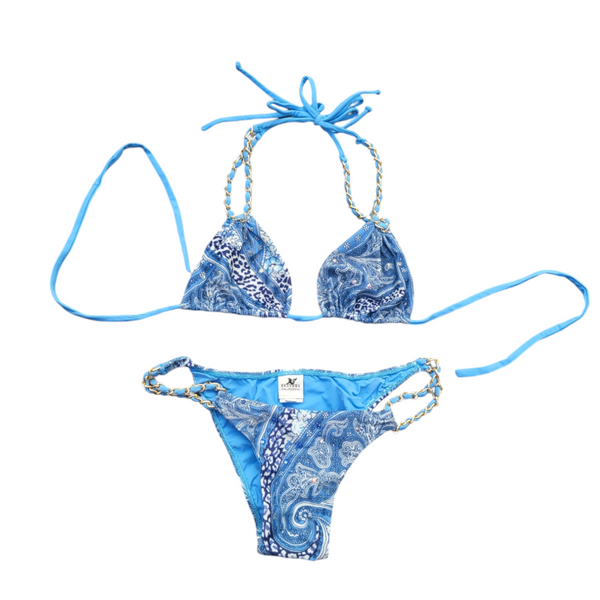 Sauvage California Bikini Set Small, Blue/White/Crystal, Lycra