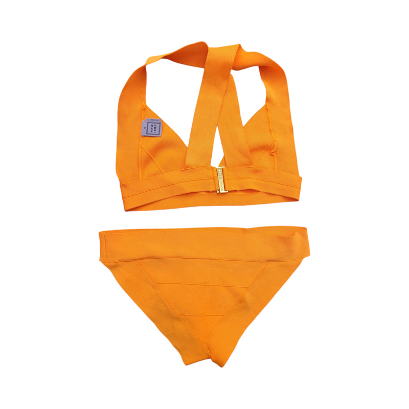 Herve Leger Fluorescent Orange Bikini Set XS