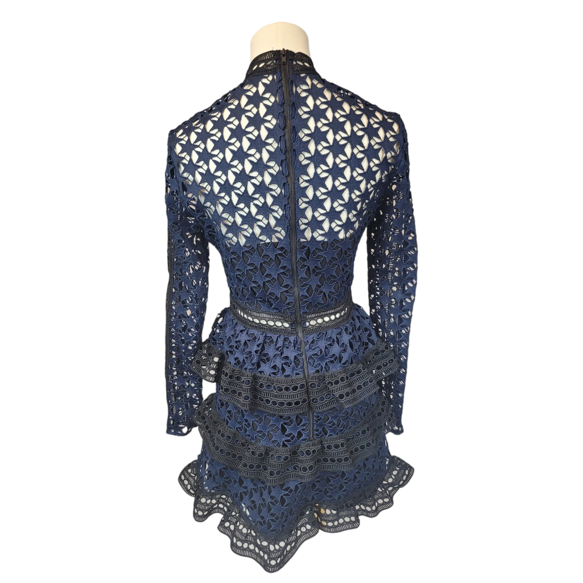 Self Portrait UK10 Black/Navy Lace Dress with Layered Skirt FADVault Self Portrait UK10 Black/Navy Lace Dress with Layered Skirt FADVault