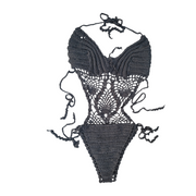 Handmade One Size Black Crochet Swimsuit New Never Worn
