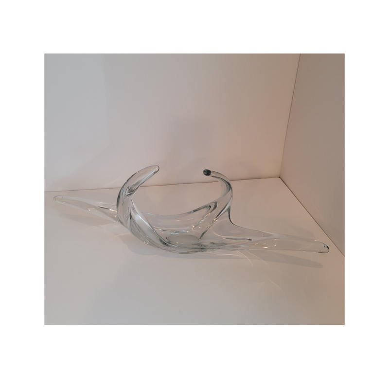 Murano Hand Blown Clear Glass Centrepiece Vase Bowl 1960's