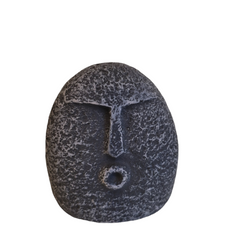 Grey Clay Stone Finish Face Ornament Small Easter Island Style