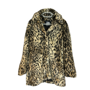 ONA SAEZ Kids Faux Fur Leopard Print Teddy Coat in Beige Black, Size 7-8 Years