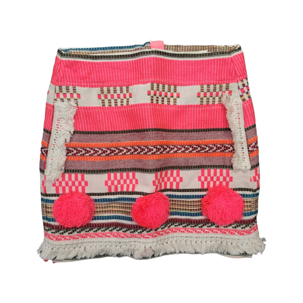 BillieBlush (8 Years) Girls Pink Cotton Aztec Style Skirt with Pom Poms adjustable waist