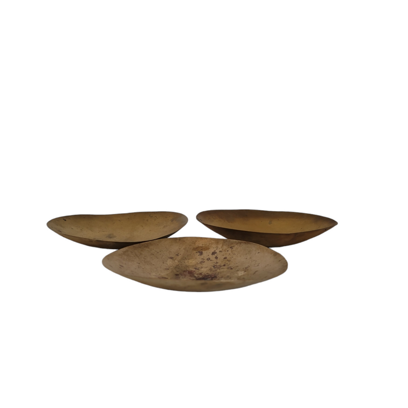 Tom Dixon design - brass form bowl set (3x) 'Electric' tarnished gold finish