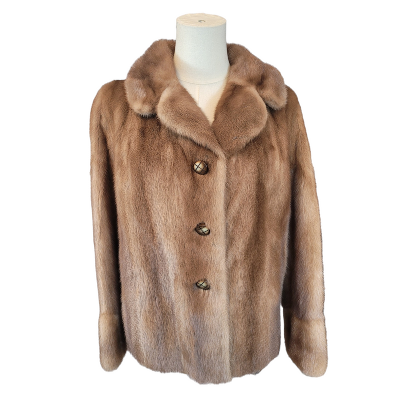 Softon Marks of Sulihill Mink Fur Jacket in Dark Honey Blonde, Size 10/12