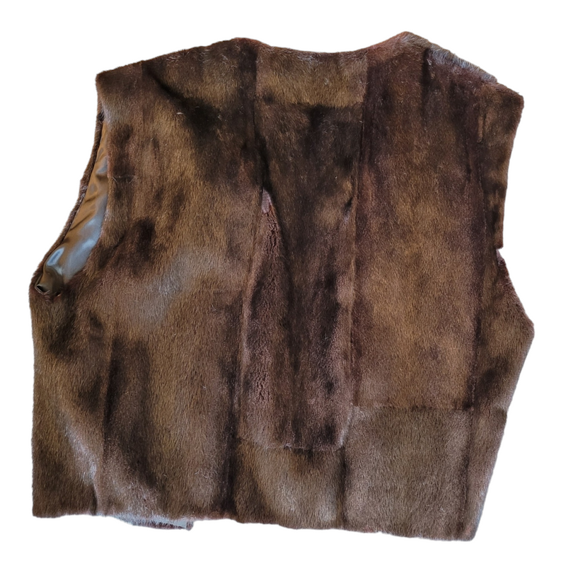 Bespoke Dark Mahogany Mink Fur Gilet  Jacket Cape - Medium/Large