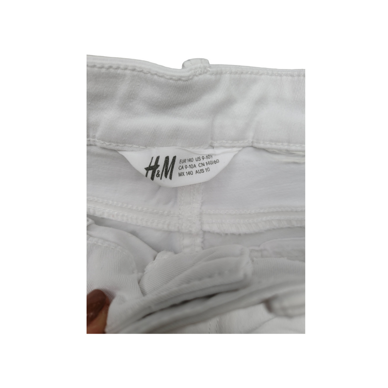 H&M (9-10 Years) White Cotton Denim Mix Stretch Shorts Turn Up