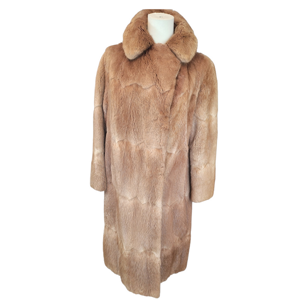 Stunning Mink Muskrat Real Fur Coat Shaved Caramel Size 38