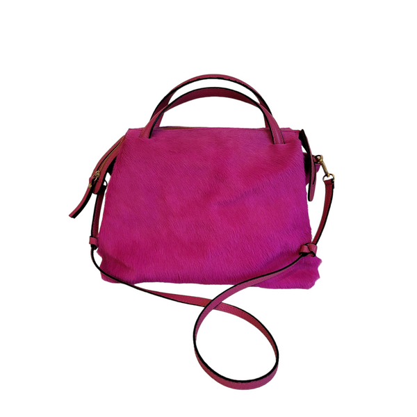 Eye-Catching Luxury Designer Porto Fino Medium Fluorescent Pink Pony Skin Handbag&nbsp;