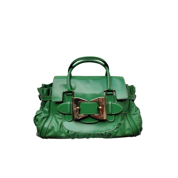 Gucci Queen Large Green Patent Lamb Leather Tote Bag