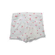 H&M (8-9 Years) White Cotton Denim Cute Cherry Print Shorts with Lace Trim