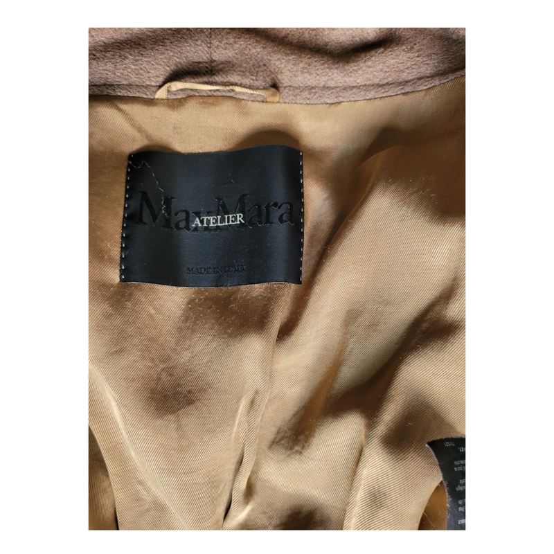 Max Mara Atelier Stunning Cardigan Coat with Cinched Waist in Camel-Size 38