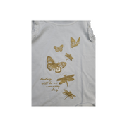 H&M (6-8 Years) White Cotton Vest Top with Glitter Butterfly Design