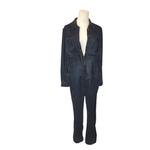 H&M Studio Woman's UK10 Black Crushed Velvet Stylish Oversized Jumpsuit