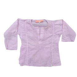 Aurobelle Ibiza (14 Months) Lilac Cotton Tunic for Baby with Embroidered Detail