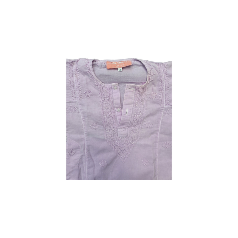 Aurobelle Ibiza (14 Months) Lilac Cotton Tunic for Baby with Embroidered Detail