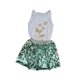 H&M (6-8 Years) White Cotton Vest Top with Glitter Butterfly Design