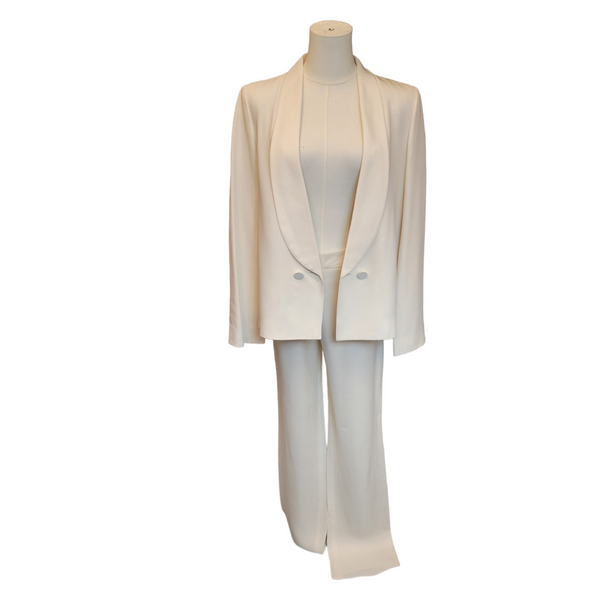 Chloe Woman's (34/36) Cream Ivory Milk Silk Blazer Trousers 2 Piece Suit - Never Worn