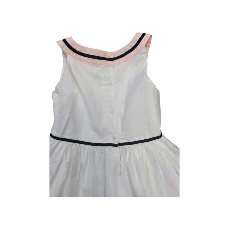 Janie & Jack (4 Years) White Cotton Girls Dress with Paris Scenes