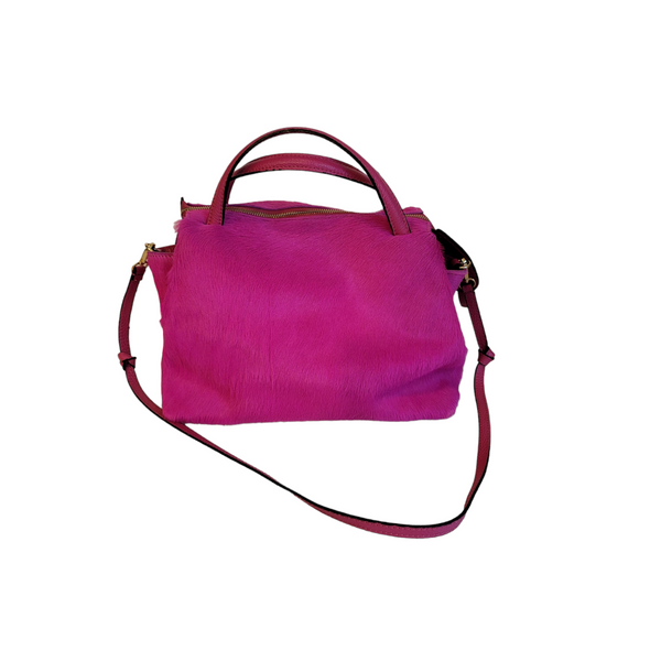 Eye-Catching Luxury Designer Porto Fino Medium Fluorescent Pink Pony Skin Handbag&nbsp;
