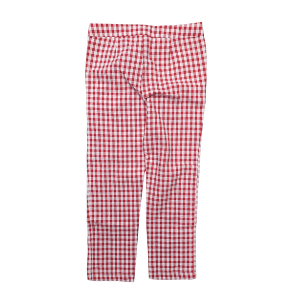 Zara Girls (8 years) Red Cotton Gingham Trousers with Full-length Frill