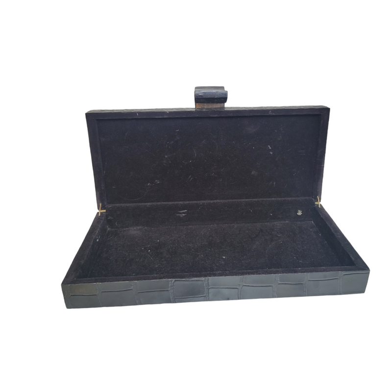 Luisa Robinson Large Black Wood and Leather Trinket Box