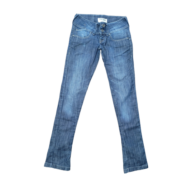 Zara Woman's Low Rise Skinny Straight Cut Jeans in Dark Blue, Size 36
