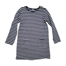 Next (10 Years) Navy White Stripe Long Sleeve Jersey Dress for Girls