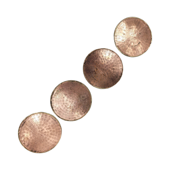 Zara Home Small Copper Metal Coaster with Gold Edge and Tree Stump Design Set of 4