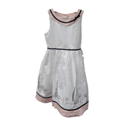 Janie & Jack (4 Years) White Cotton Girls Dress with Paris Scenes
