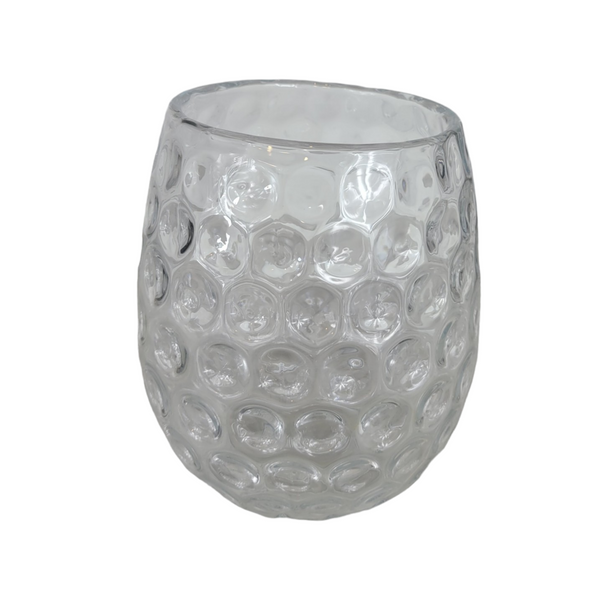 Unsigned Large Clear Glass Vase with Unique Internal Bubbles Design