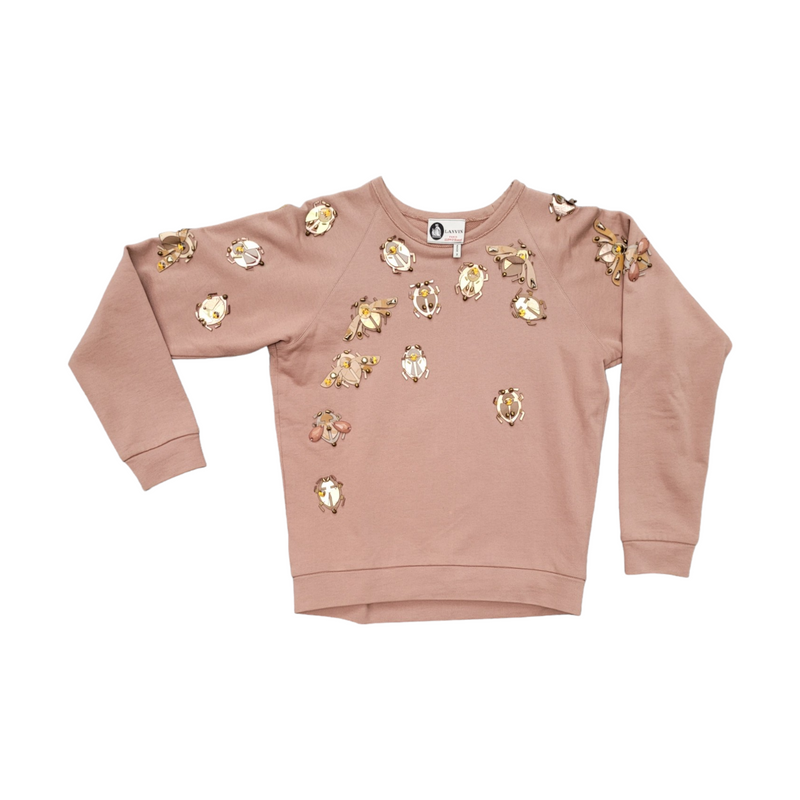 Lanvin Woman's XS Pink Cotton Sweatshirt Jumper with Leather Beatles