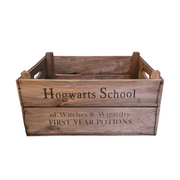 Hogwarts School Wooden Storage Box Medium Natural Wood Very Good Condition