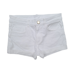 H&M (9-10 Years) White Cotton Denim Mix Stretch Shorts Turn Up