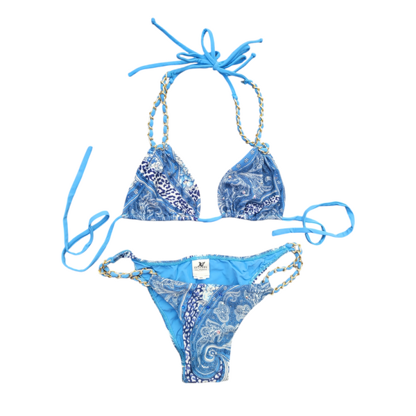 Sauvage California Bikini Set Small, Blue/White/Crystal, Lycra