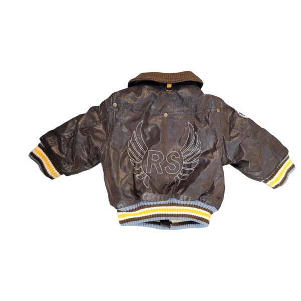 Red Sound Original Luxury Italian Children's Wear Kid's Brown Bomber Jacket - Size 9 Months