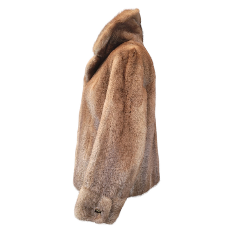 Softon Marks of Sulihill Mink Fur Jacket in Dark Honey Blonde, Size 10/12